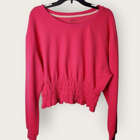 Maeve by Anthropologie Hot Pink Smocked Waist Pullover Top XL - Picture 2 of 10